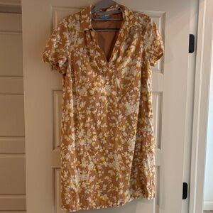 Draper James Tan and Yellow Floral Mini Dress